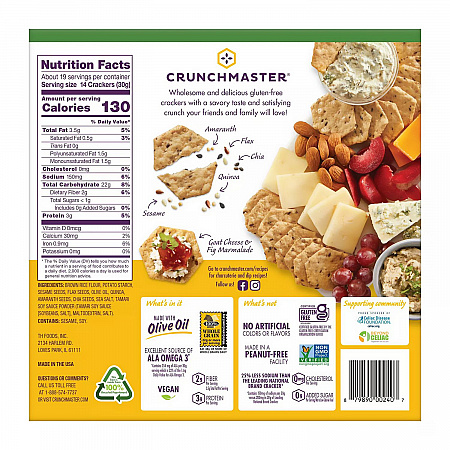 5-Seed Multi-Grain Crunchy Oven Baked Crackers, Original, 5 oz Bags, 4/Box, 2 Boxes/Carton (60004077)