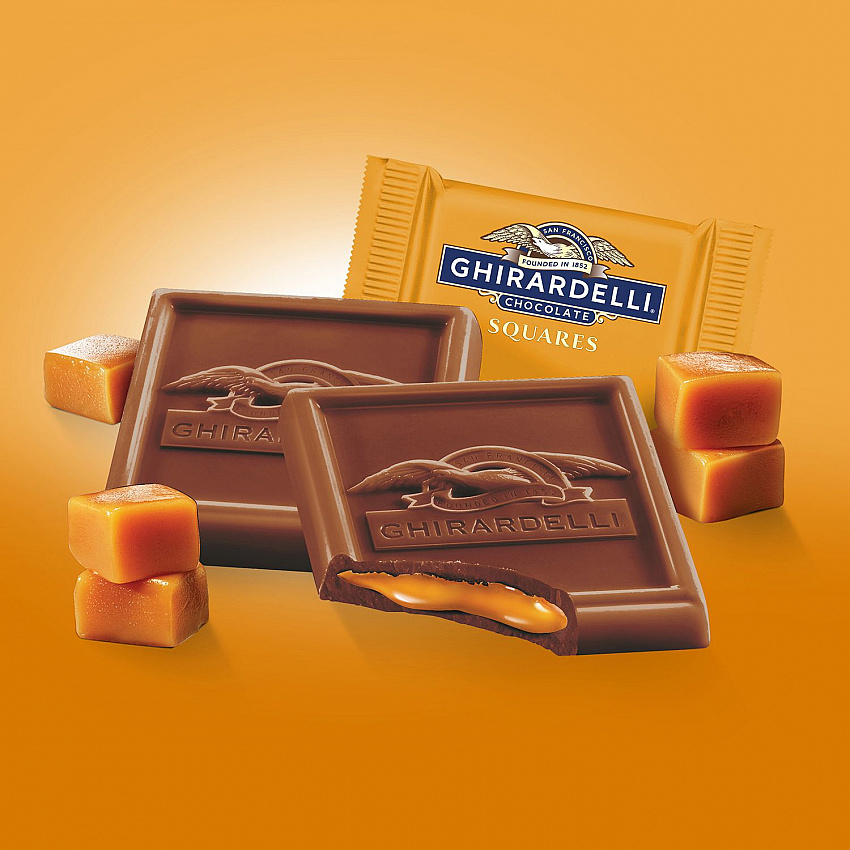 Milk Chocolate and Caramel Chocolate Squares, 15.96 oz Bag, 2/Carton (60004071)