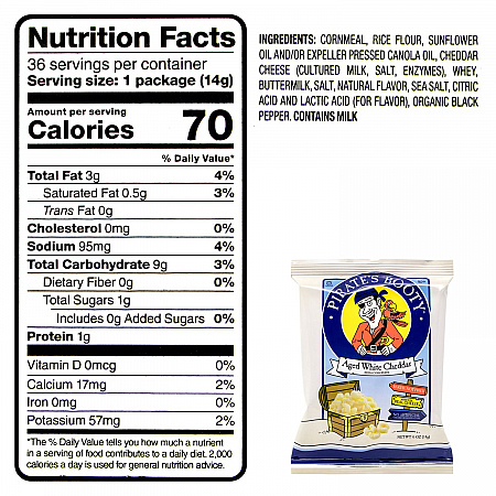 Natural Aged White Cheddar Baked Corn Puffs, 0.5 oz Bag, 36/Box, 2 Boxes/Carton (60004090)