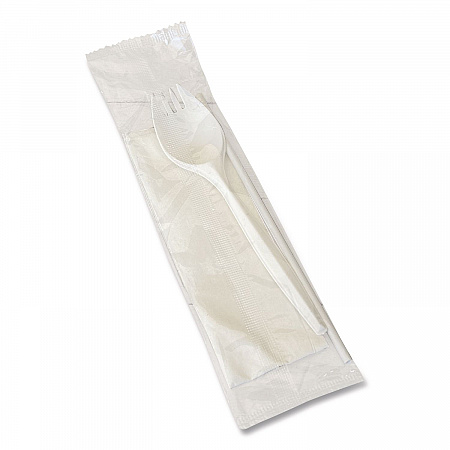 School Cutlery Kit, Mediumweight, Napkin/Spork/Straw, 5.31