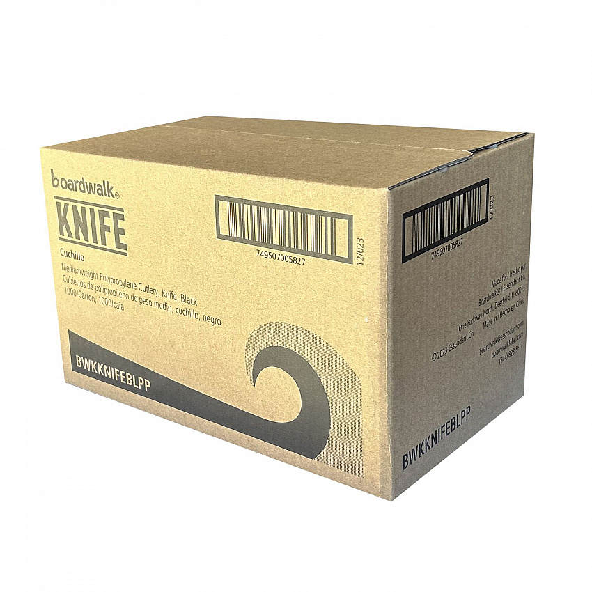Mediumweight Polypropylene Cutlery, Knife, Plastic, Black, 1,000/Carton (KNIFEBLPP)