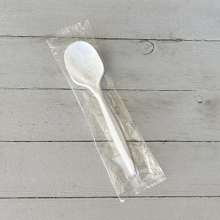 Mediumweight Wrapped Polypropylene Cutlery, Soup Spoon, 4.86", Plastic, White, 1,000/Carton (SOUPMWPPIW)