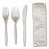 Four-Piece Polypropylene Cutlery Kit, Mediumweight, Fork/Knife/Napkin/Spoon, Plastic, White, 250/Carton (4COMBOKITPP)