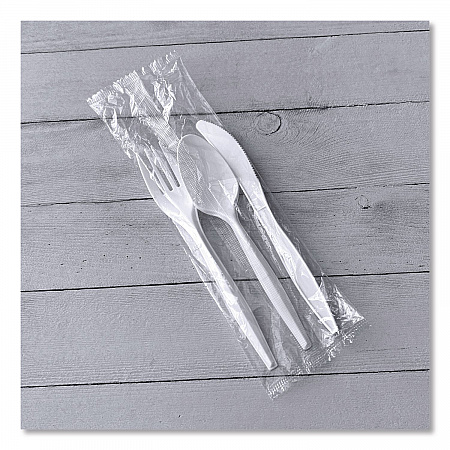 Three-Piece Cutlery Kit, Mediumweight, Fork/Knife/Spoon, 6.97