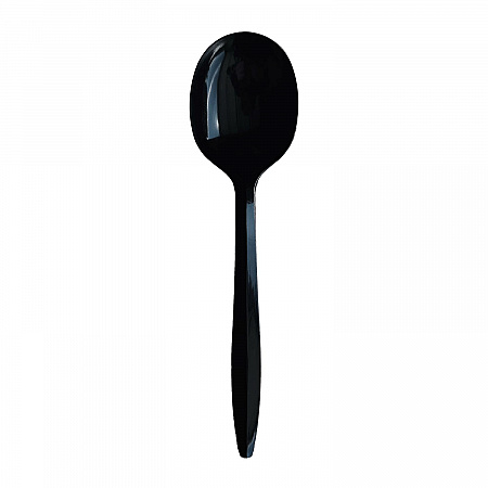 Mediumweight Wrapped Polypropylene Cutlery, Soup Spoon, Plastic, Black, 1,000/Carton (SOUPBLPPIW)