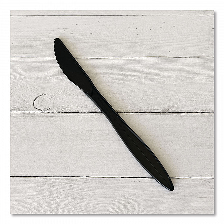 Mediumweight Polypropylene Cutlery, Knife, Plastic, Black, 1,000/Carton (KNIFEBLPP)