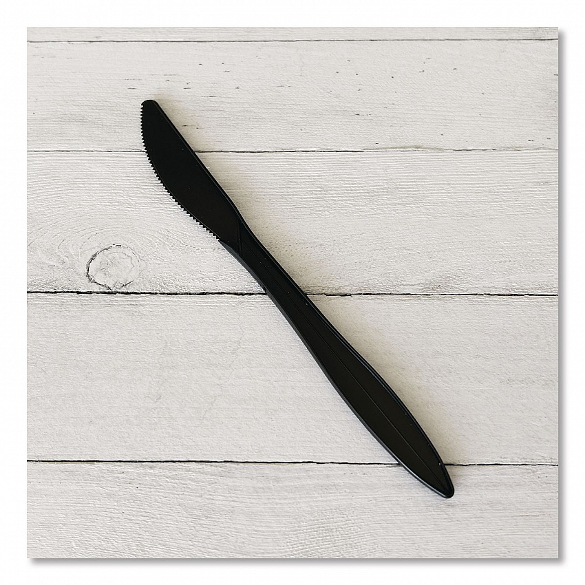 Mediumweight Polypropylene Cutlery, Knife, Plastic, Black, 1,000/Carton (KNIFEBLPP)
