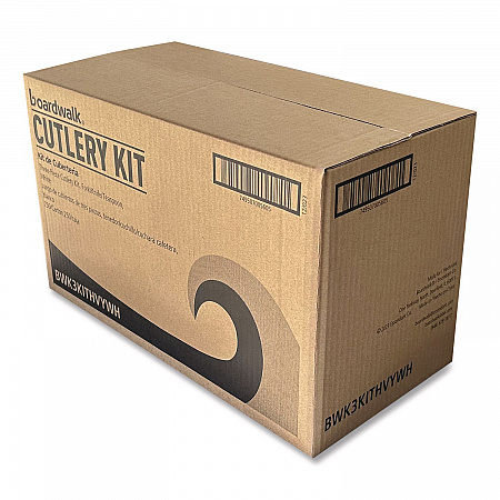 Three-Piece Polystyrene Cutlery Kit, Heavyweight, Fork/Knife/Spoon, Plastic, White, 250/Carton (3KITHVYWH)