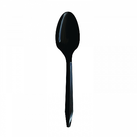 Mediumweight Polypropylene Cutlery, Individually Wrapped, Spoon, Plastic, Black, 1,000/Carton (SPOONBLPPIW)