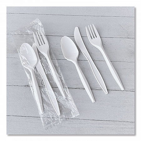Three-Piece Cutlery Kit, Mediumweight, Fork/Knife/Spoon, 6.97