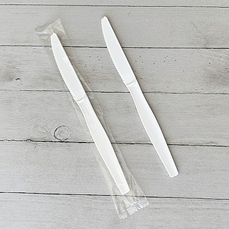 Heavyweight Wrapped Polystyrene Cutlery, Knife, Plastic, White, 1,000/Carton (KNIFEWHPSIW)