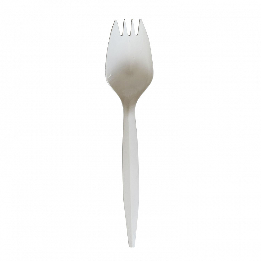 Mediumweight Wrapped Polypropylene Cutlery, Spork, Plastic, White, 1000/Carton (SPORKWHPPIW)