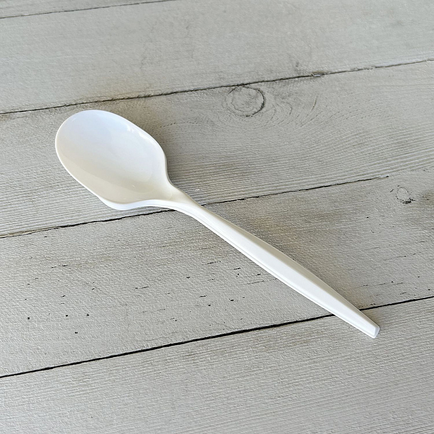Mediumweight Polypropylene Cutlery, Soup Spoon, 4.86", Plastic, White, 1,000/Carton (SOUPMWPP)