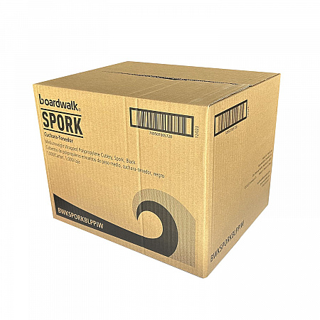 Mediumweight Wrapped Polypropylene Cutlery, Spork, Plastic, Black, 1,000/Carton (SPORKBLPPIW)