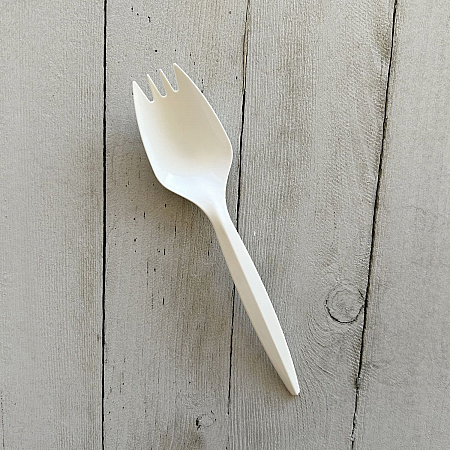 Mediumweight Polypropylene Cutlery, Spork, Plastic, White, 1000/Carton (SPORKWHPP)