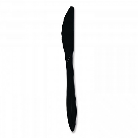 Mediumweight Wrapped Polypropylene Cutlery, Knife, Plastic, Black, 1,000/Carton (KNIFEBLPPIW)