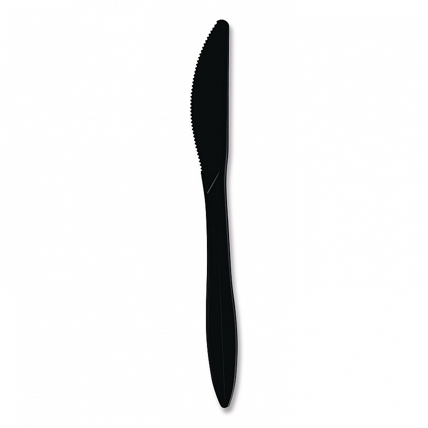 Mediumweight Wrapped Polypropylene Cutlery, Knife, Plastic, Black, 1,000/Carton (KNIFEBLPPIW)