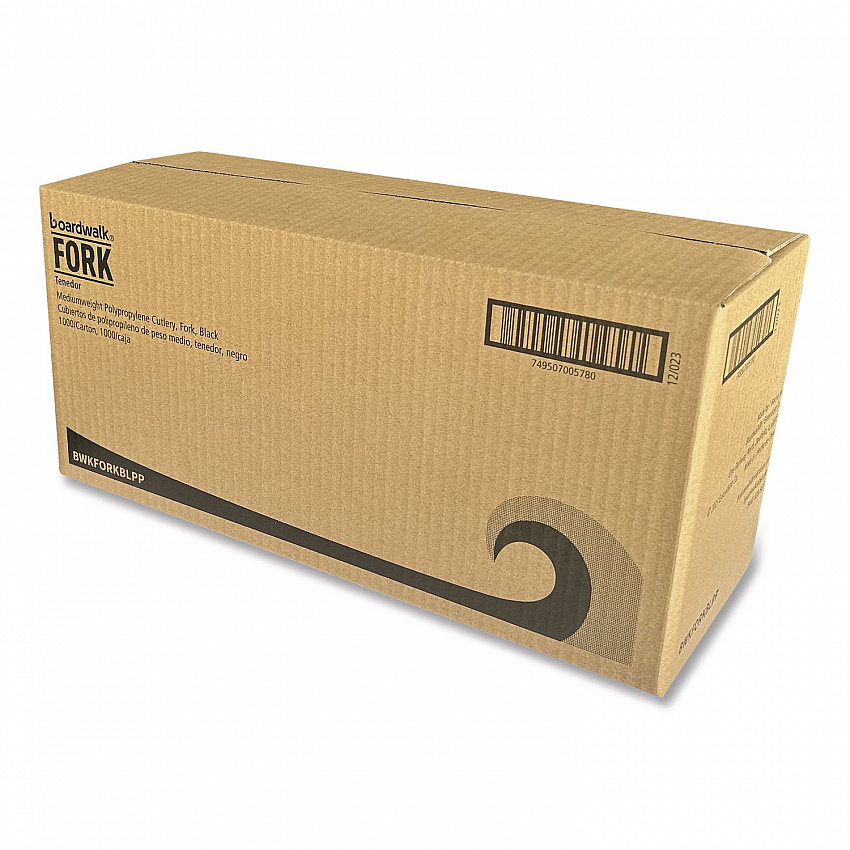 Mediumweight Polypropylene Cutlery, Fork, Plastic, Black, 1,000/Carton (FORKBLPP)
