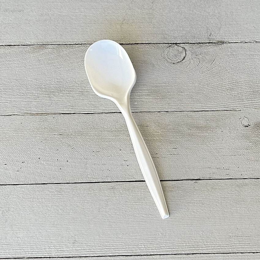 Mediumweight Polypropylene Cutlery, Soup Spoon, 4.86", Plastic, White, 1,000/Carton (SOUPMWPP)