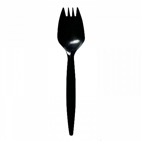 Mediumweight Wrapped Polypropylene Cutlery, Spork, Plastic, Black, 1,000/Carton (SPORKBLPPIW)