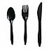 Three-Piece Polystyrene Cutlery Kit, Mediumweight, Fork/Knife/Spoon, Plastic, Black, 250/Carton (3KITBLPS)