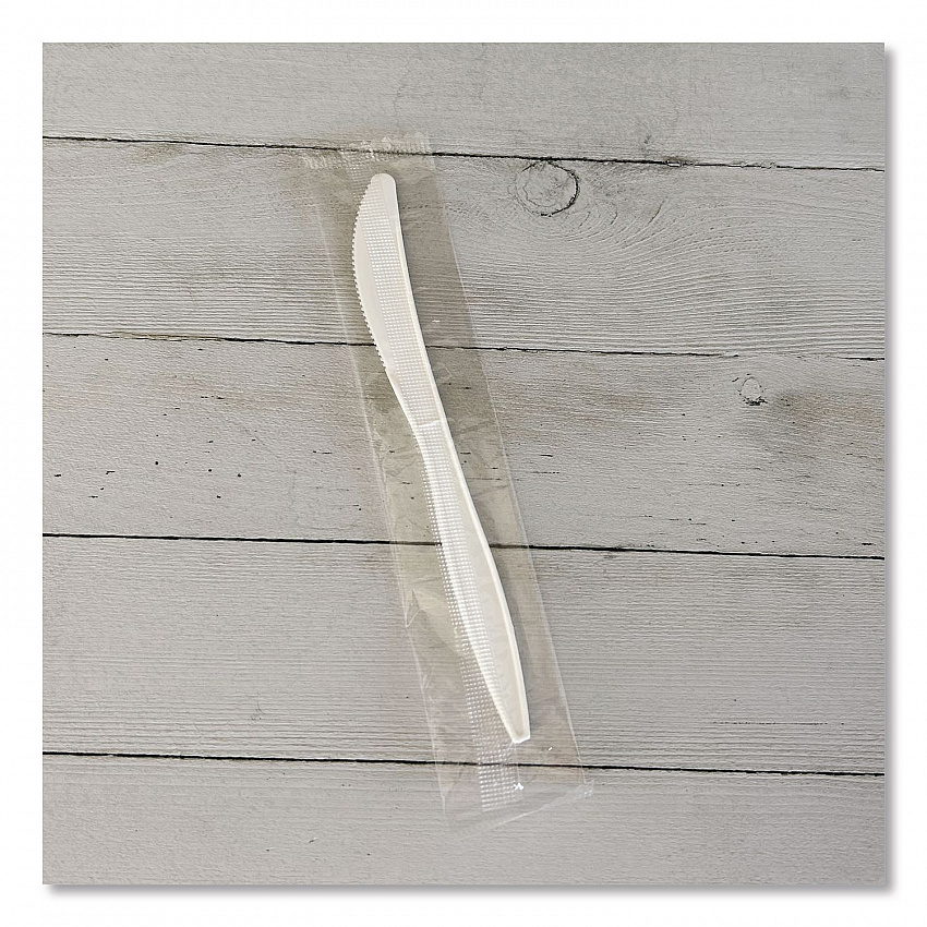 Mediumweight Wrapped Polypropylene Cutlery, Knife, 5.86", Plastic, White, 1,000/Carton (KNIFEMWPPIW)