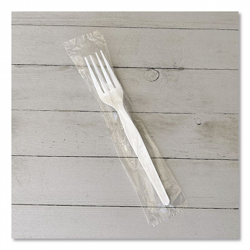 Heavyweight Wrapped Polystyrene Cutlery, Fork, Plastic, White, 1,000/Carton (FORKWHPSIW)