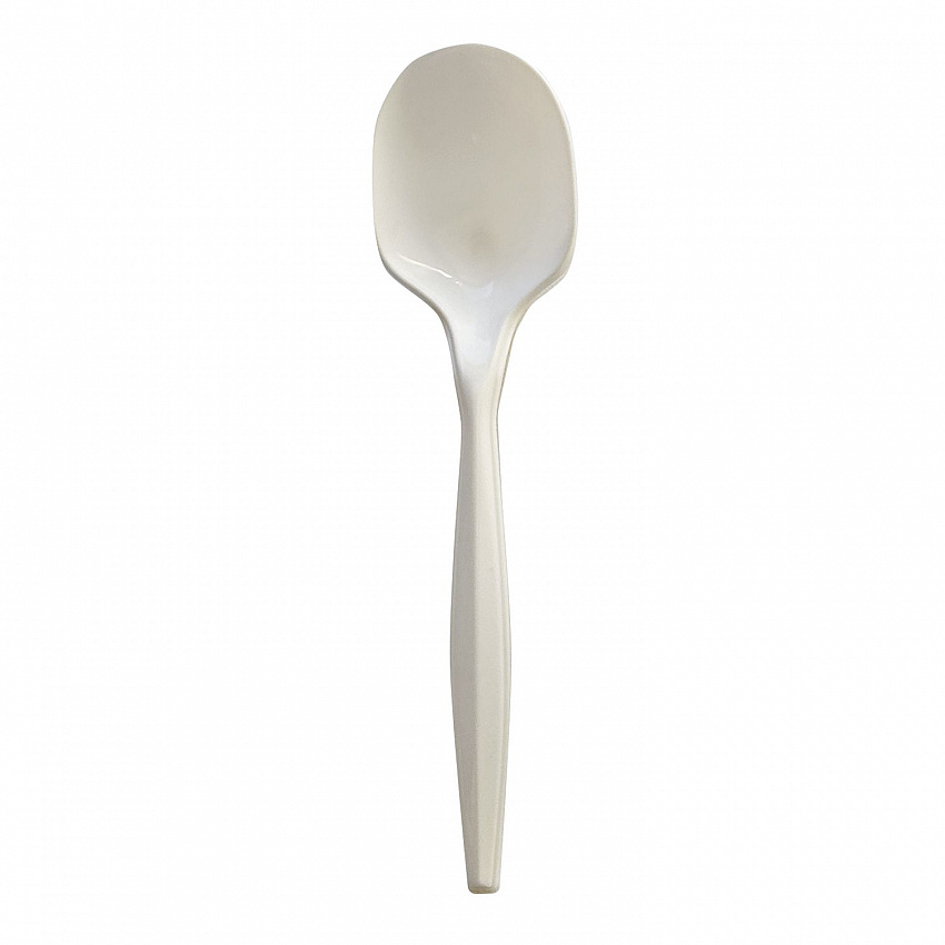 Mediumweight Wrapped Polypropylene Cutlery, Soup Spoon, 4.86", Plastic, White, 1,000/Carton (SOUPMWPPIW)