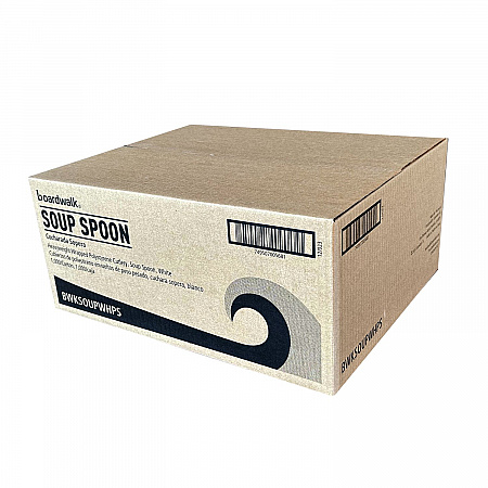 Heavyweight Wrapped Polystyrene Cutlery, Soup Spoon, Plastic, White, 1,000/Carton (SOUPWHPS)