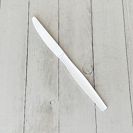Heavyweight Wrapped Polystyrene Cutlery, Knife, Plastic, White, 1,000/Carton (KNIFEWHPSIW)