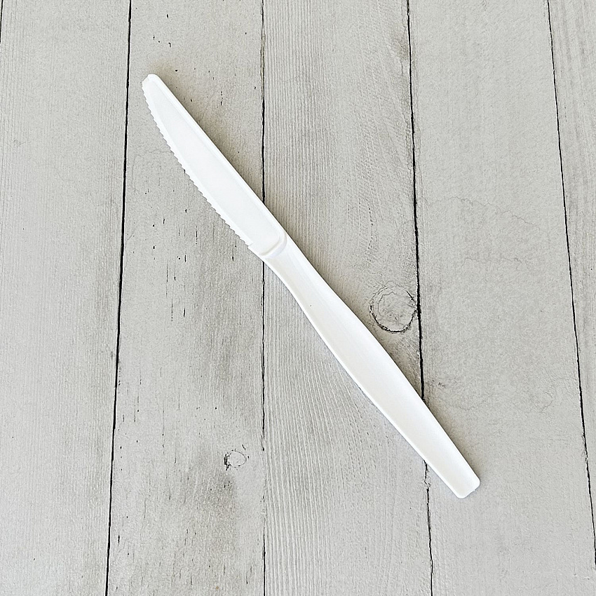 Heavyweight Wrapped Polystyrene Cutlery, Knife, Plastic, White, 1,000/Carton (KNIFEWHPSIW)