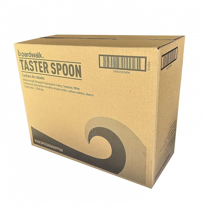 Mediumweight Wrapped Polypropylene Cutlery, Soup Spoon, 4.86", Plastic, White, 1,000/Carton (SOUPMWPPIW)