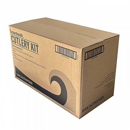 Three-Piece Polystyrene Cutlery Kit, Heavyweight, Fork/Knife/Spoon, Plastic, Black, 250/Carton (3KITHVYBL)