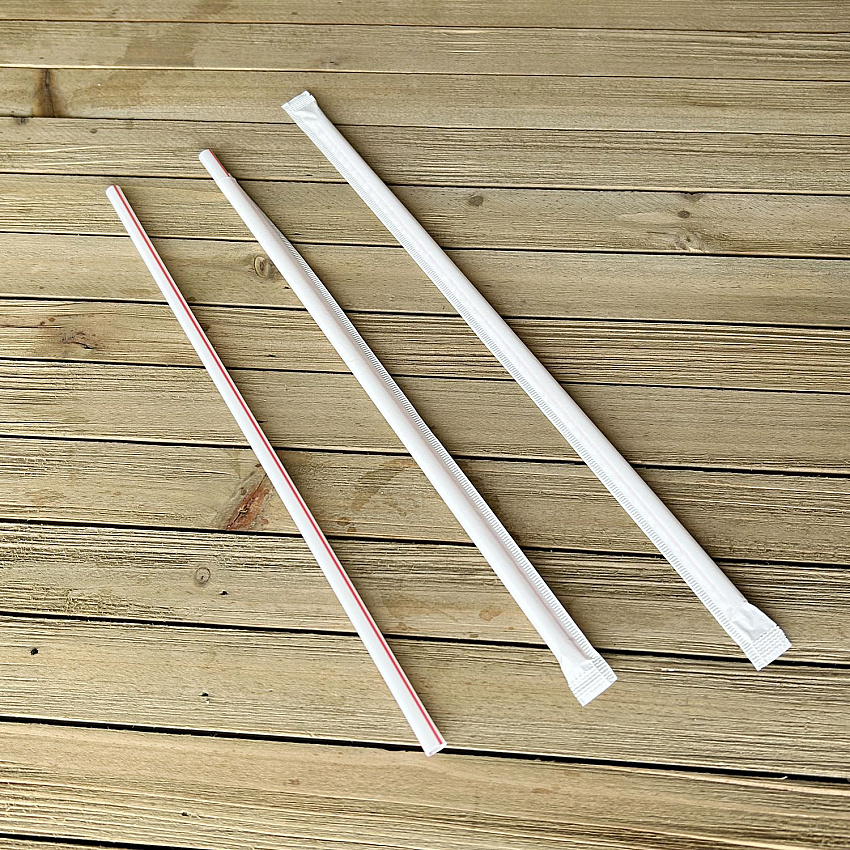 Wrapped Giant Straws, 10.25", Polypropylene, Red/White Striped, 300/Pack, 4 Packs/Carton (GST1025RW)