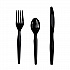 Three-Piece Polystyrene Cutlery Kit, Heavyweight, Fork/Knife/Spoon, Plastic, Black, 250/Carton (3KITHVYBL)