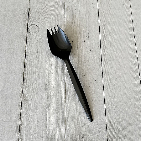 Mediumweight Polypropylene Cutlery, Spork, Plastic, Black, 1,000/Carton (SPORKBLPP)