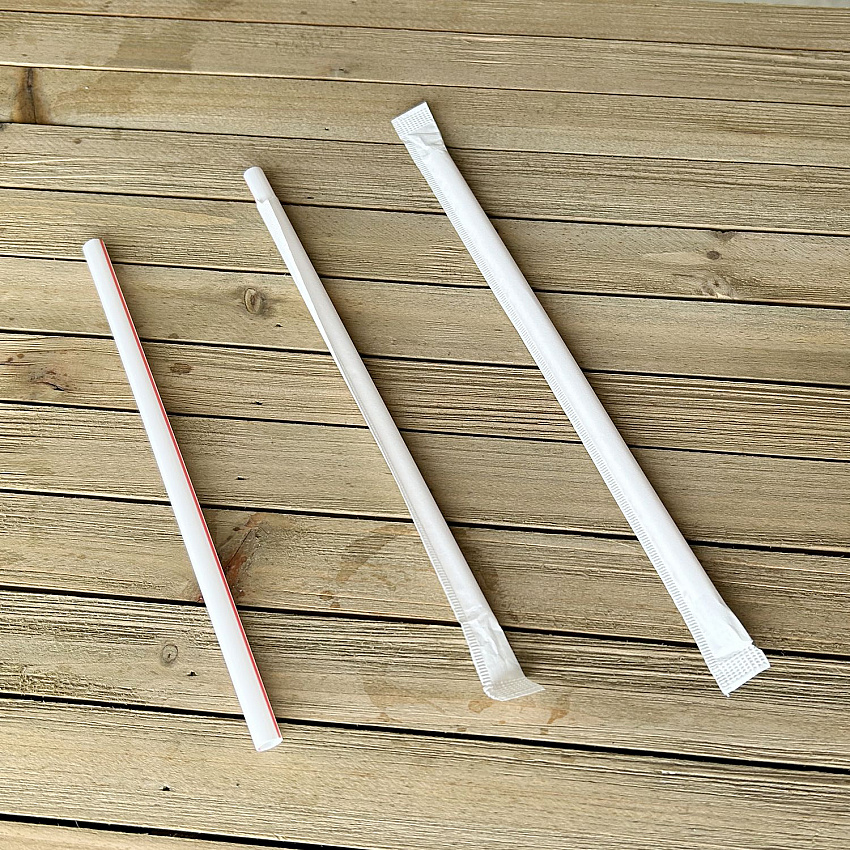 Wrapped Giant Straws, 7.75", Polypropylene, Red/White Striped, 300/Pack, 24 Packs/Carton (GSTW775RW)