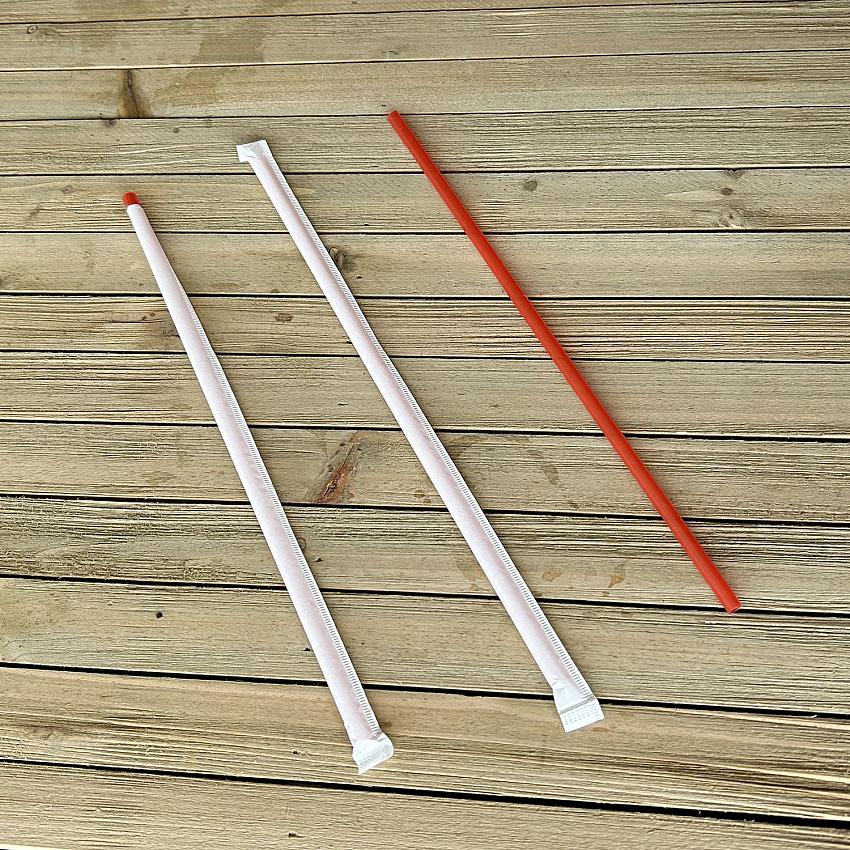 Wrapped Jumbo Straws, 10.25", Polypropylene, Red, 500/Pack, 4 Packs/Carton (JSTW1025RED)