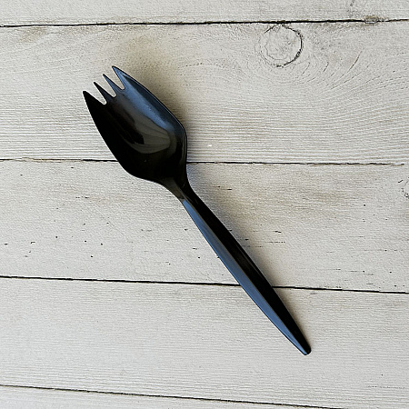 Mediumweight Polypropylene Cutlery, Spork, Plastic, Black, 1,000/Carton (SPORKBLPP)
