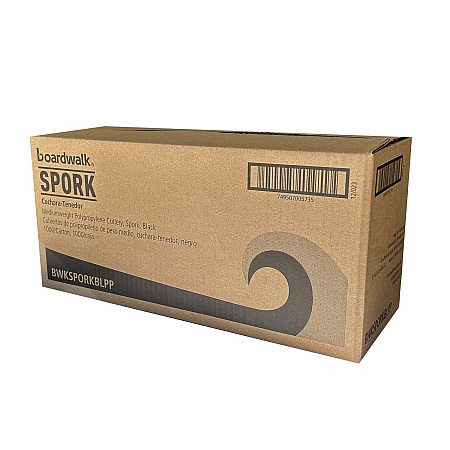 Mediumweight Polypropylene Cutlery, Spork, Plastic, Black, 1,000/Carton (SPORKBLPP)