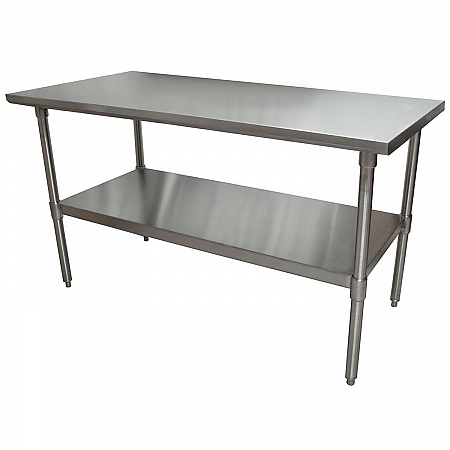 Stainless Steel Flat Top Work Tables, 60w x 30d x 36h, Silver, 2/Pallet (2VT6030)
