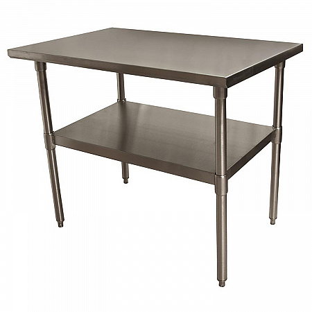 Stainless Steel Flat Top Work Tables, 48w x 30d x 36h, Silver, 2/Pallet (2VT4830)