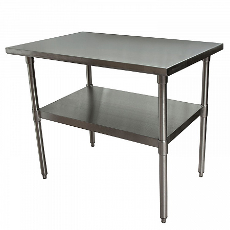 Stainless Steel Flat Top Work Tables, 48w x 24d x 36h, Silver, 2/Pallet (2VT4824)