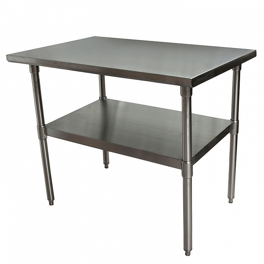 Stainless Steel Flat Top Work Tables, 48w x 24d x 36h, Silver, 2/Pallet (2VT4824)