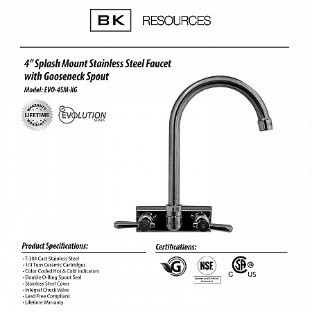 Evolution Splash Mount Stainless Steel Faucet, 9.06