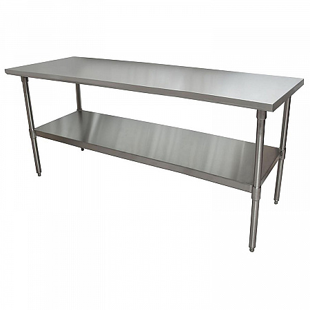 Stainless Steel Flat Top Work Tables, 72w x 30d x 36h, Silver, 2/Pallet (2VT7230)