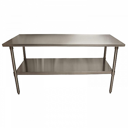 Stainless Steel Flat Top Work Tables, 72w x 30d x 36h, Silver, 2/Pallet (2VT7230)