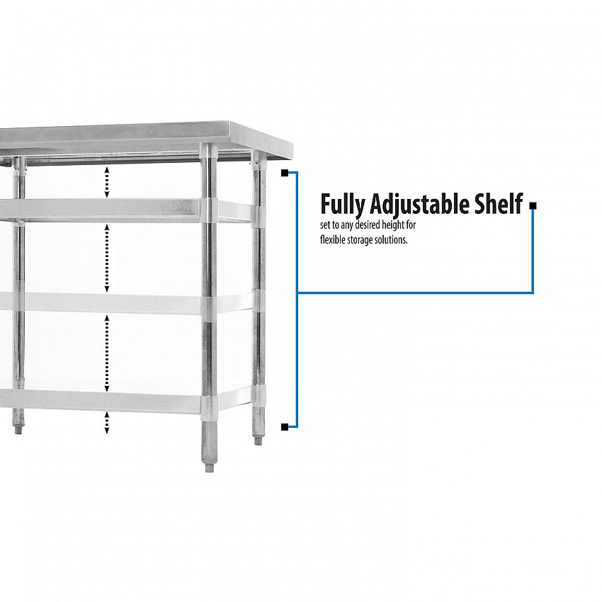 Stainless Steel 5" Riser Top Tables, 60w x 30d x 39.75h, Silver, 2/Pallet (2VTR56030)