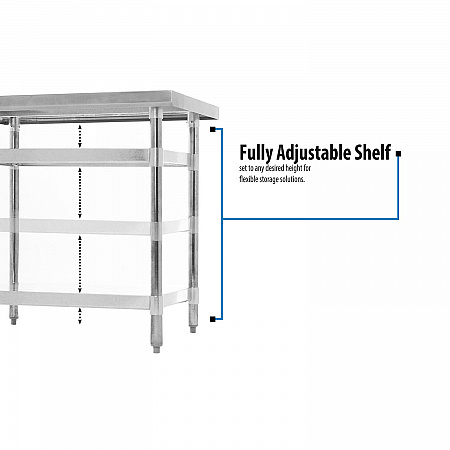 Stainless Steel Flat Top Work Tables, 24w x 24d x 36h, Silver, 2/Pallet (2VT2424)