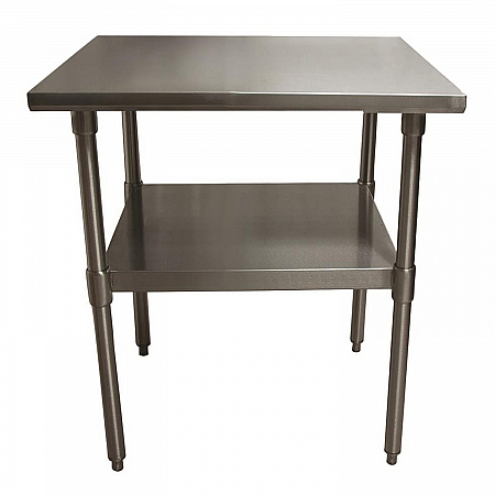 Stainless Steel Flat Top Work Tables, 24w x 24d x 36h, Silver, 2/Pallet (2VT2424)